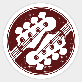 Bass Guitar Headstock Circle Light Theme Sticker